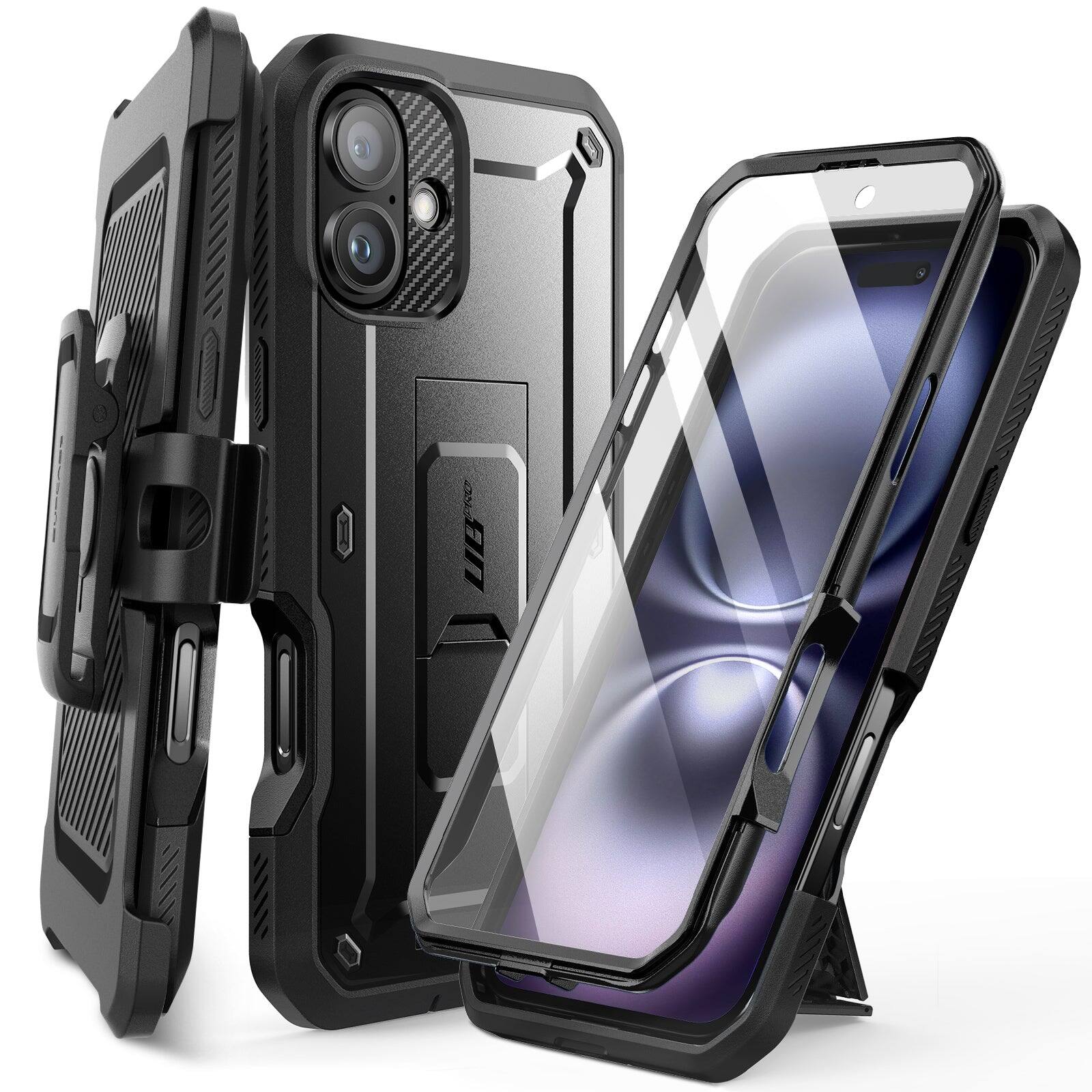 Left. SUPCASE - iPhone 16 6.1 inch Unicorn Beetle PRO Rugged Case-Black - Black.