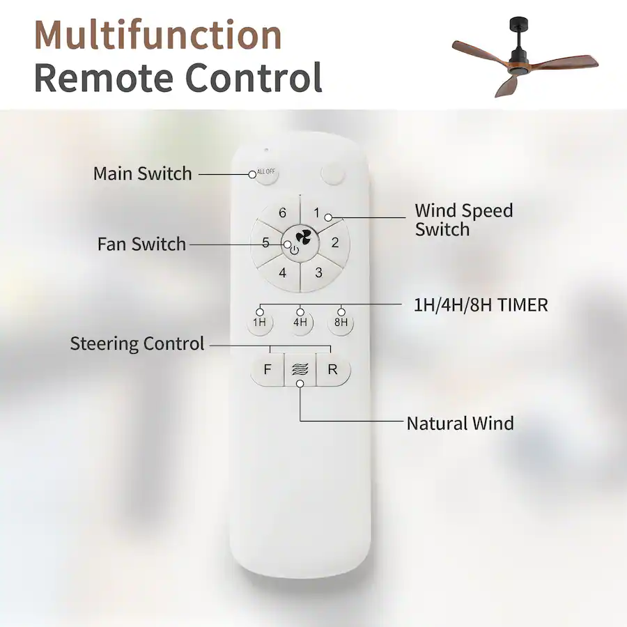 Bestier 48 Inch Ceiling Fan Without Light, 3 Solid Wood Blades, 6 Speed ...