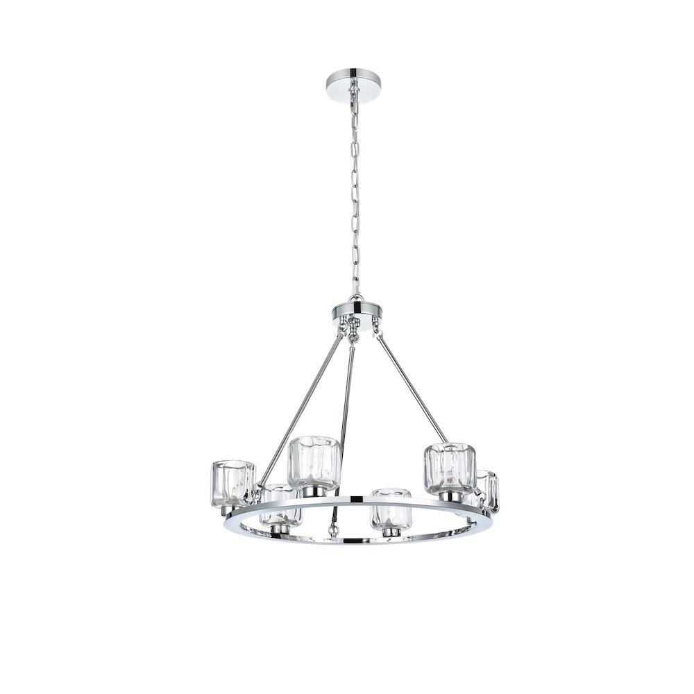 Angle. Elegant Lighting - Cadence 26 Inch Chandelier In Chrome - Chrome And Clear.