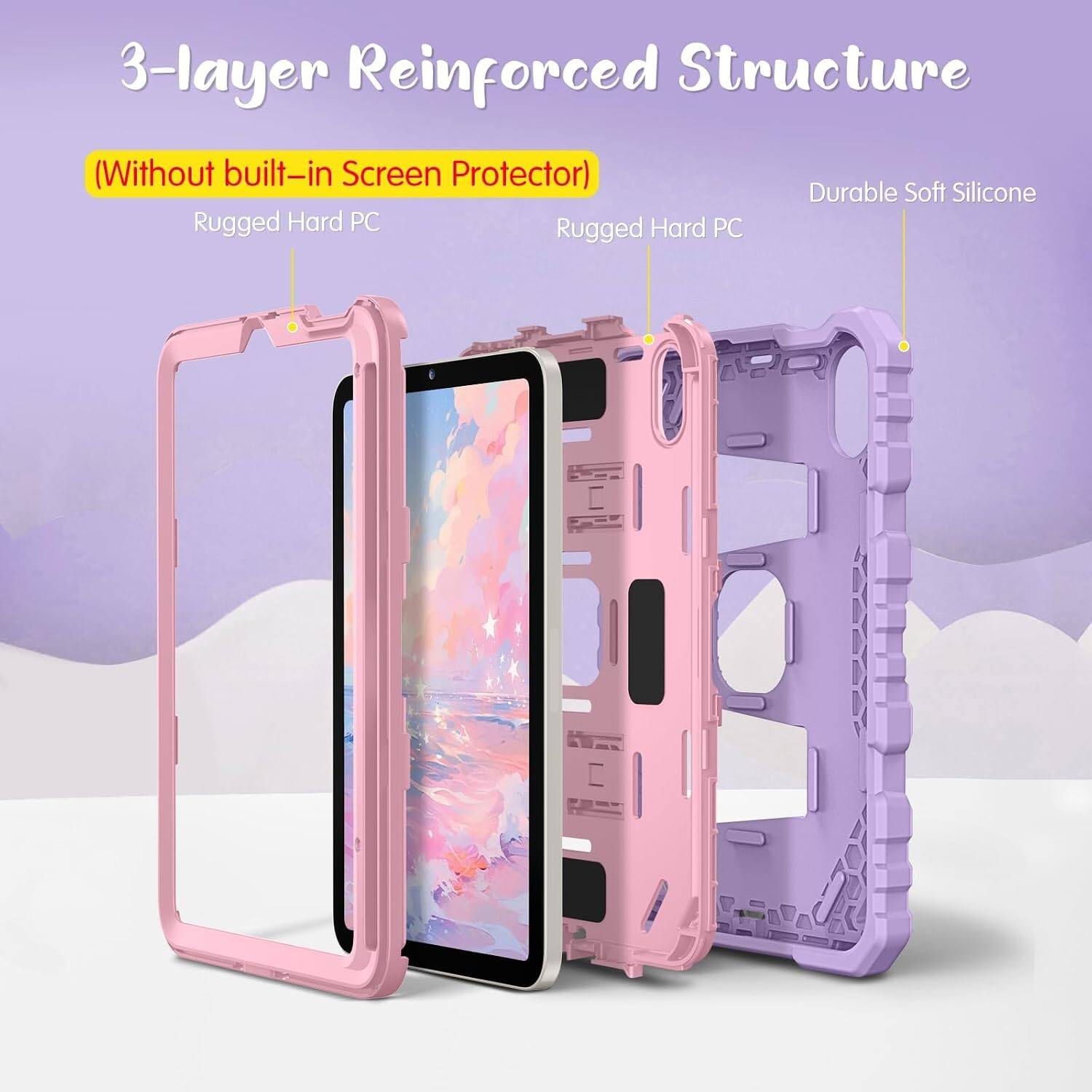 3-layer Reinforced Structure (Without built-in Screen Protector)  
Durable Soft Silicone  
Rugged Hard PC