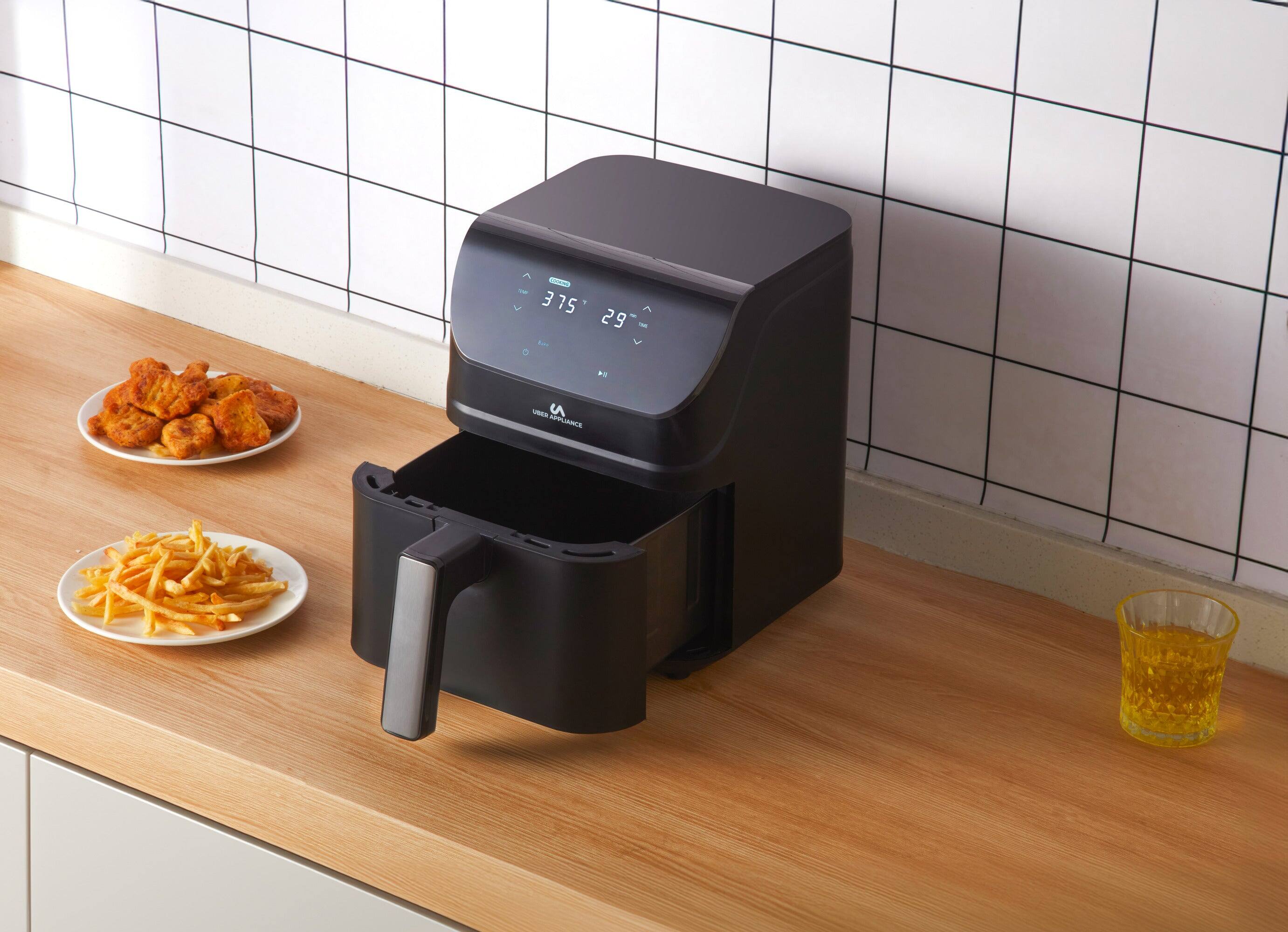 Alt View 4. Uber Appliance - Uber Appliance XL Deluxe Air Fryer - 5Qt Non-Stick Ceramic, PFOA/PTFE Free - Black.