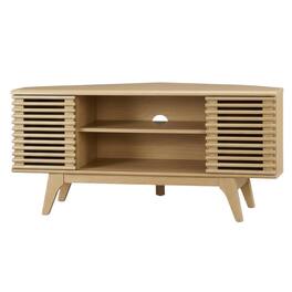 FurniFact - wood corner TV stand with sleek design and sturdy construction - Brown