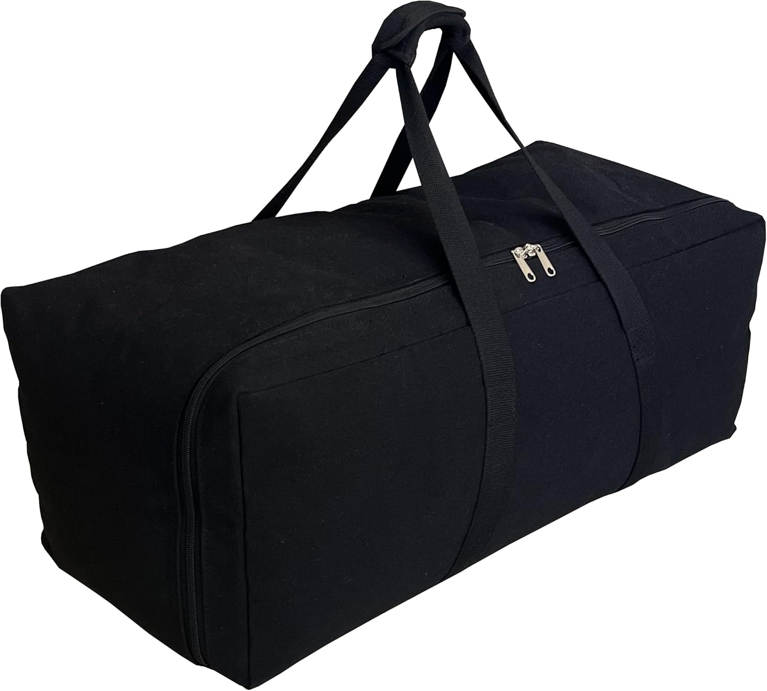 Front. Vulpecula Spade - Extra Large Canvas Travel Duffle Bag Heavy Duty, Sports Military Camping Tent Storage - Side-opening Black.