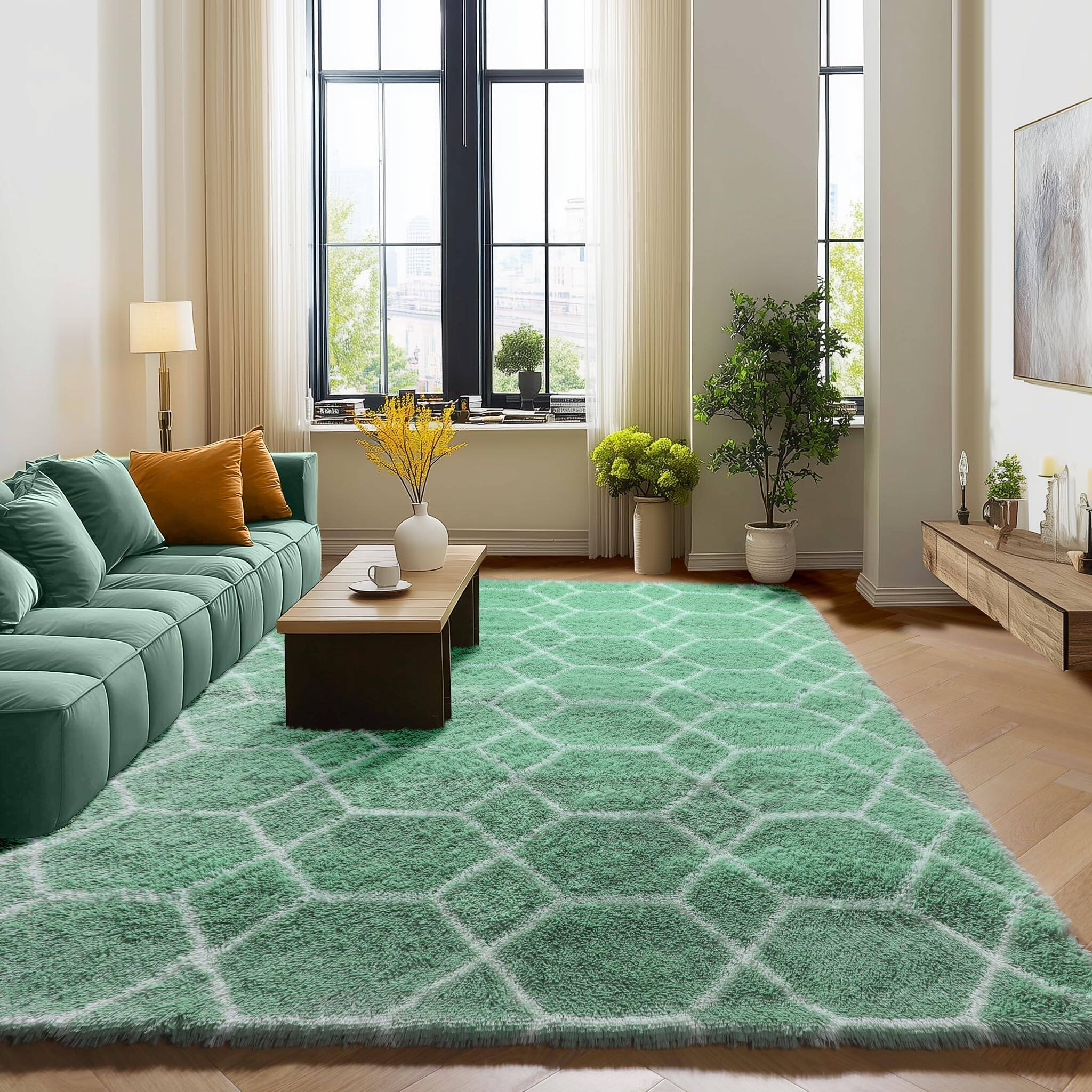 Sage Green / White 5' x 8' (Rectangular)