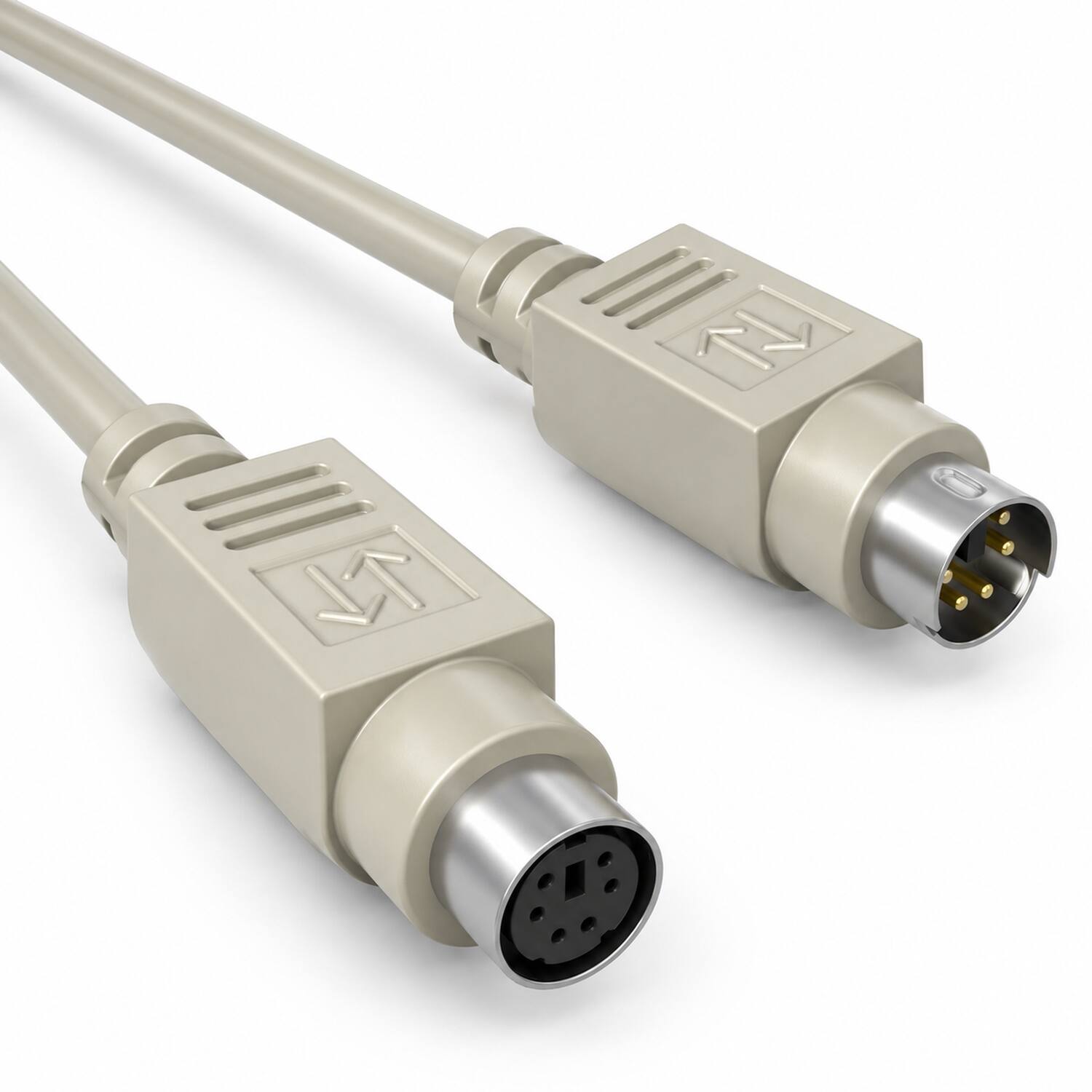 Angle. Sanoxy - 10ft Mini-DIN6 M/F PS/2 Keyboard/Mouse Extension Cable - Beige.