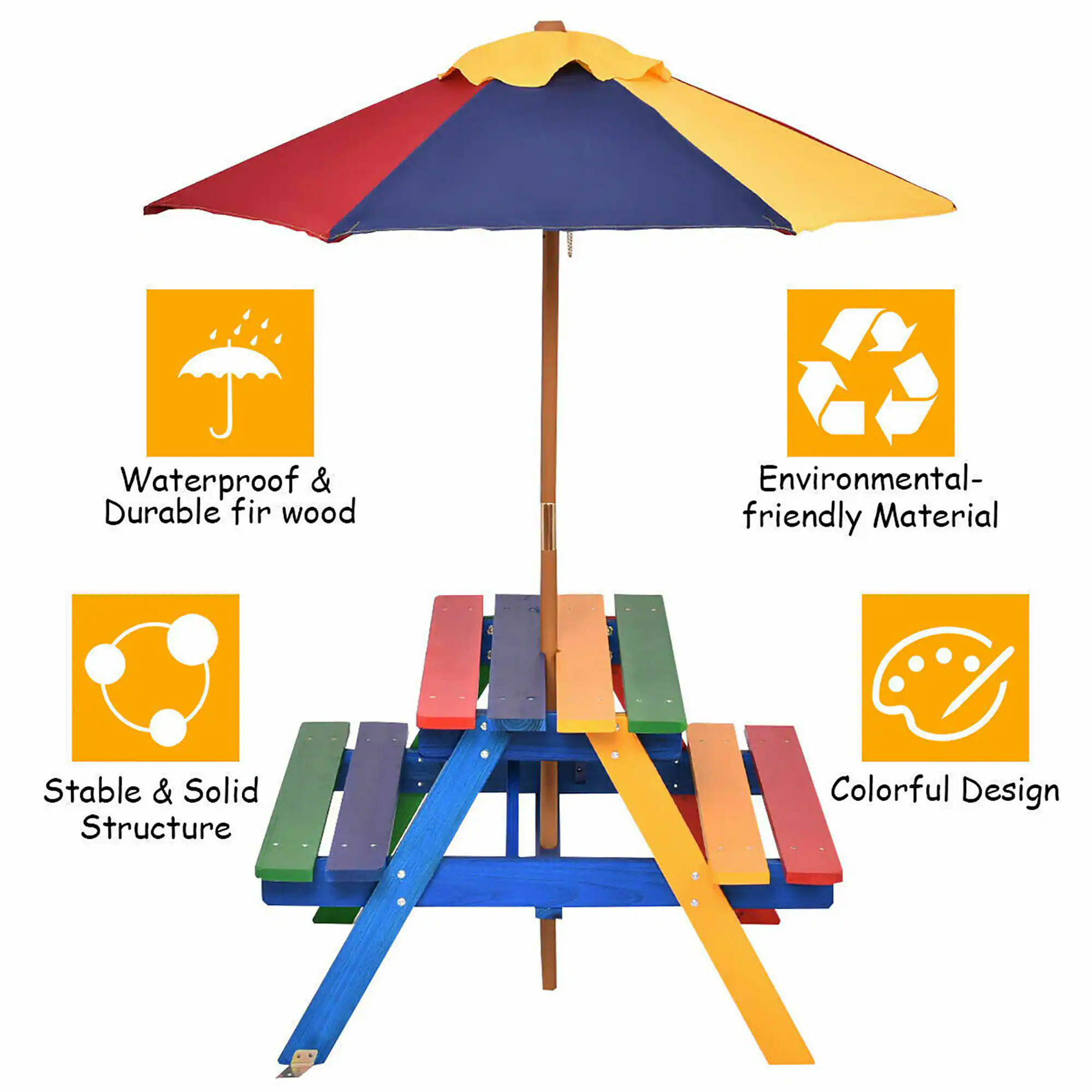 - Waterproof & Durable fir wood
- Environmental-friendly Material
- Stable & Solid Structure
- Colorful Design
