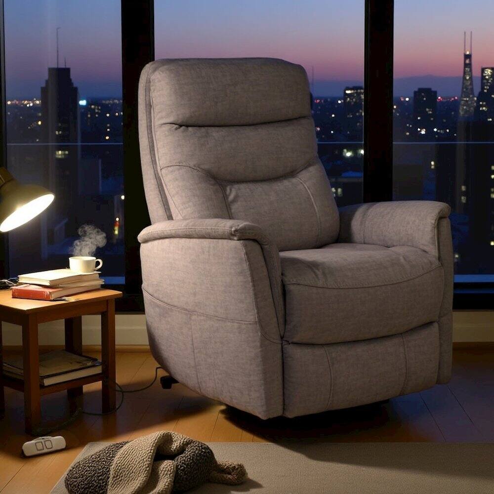Back. Starlight Canyon Home - Capri Silver Recliner Nursery Glider – Power Lift Recliner with Headrest - Grey.