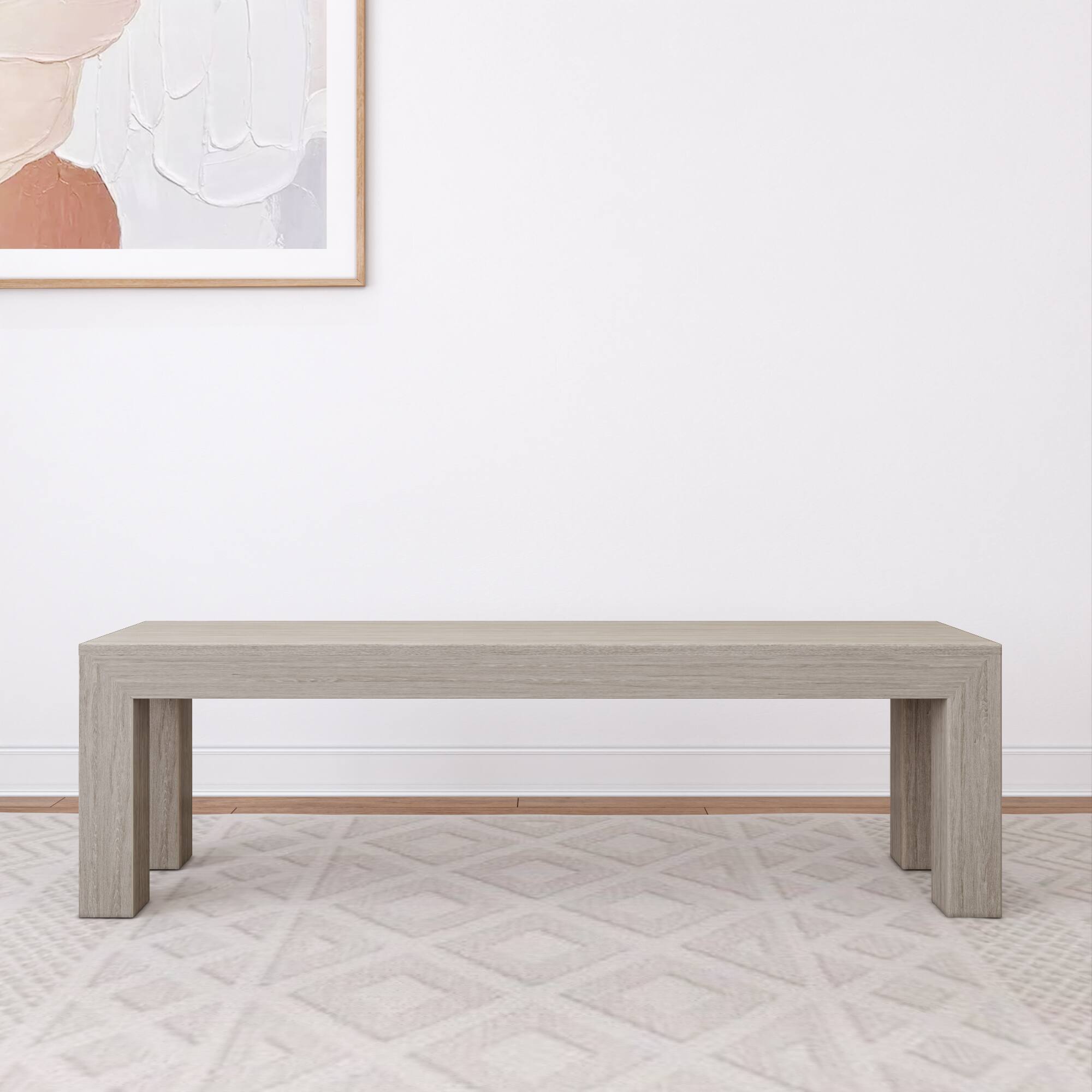Alt View 1. Plank+Beam - Modern Dining Bench, Seashell Wirebrush - Seashell Wirebrush.
