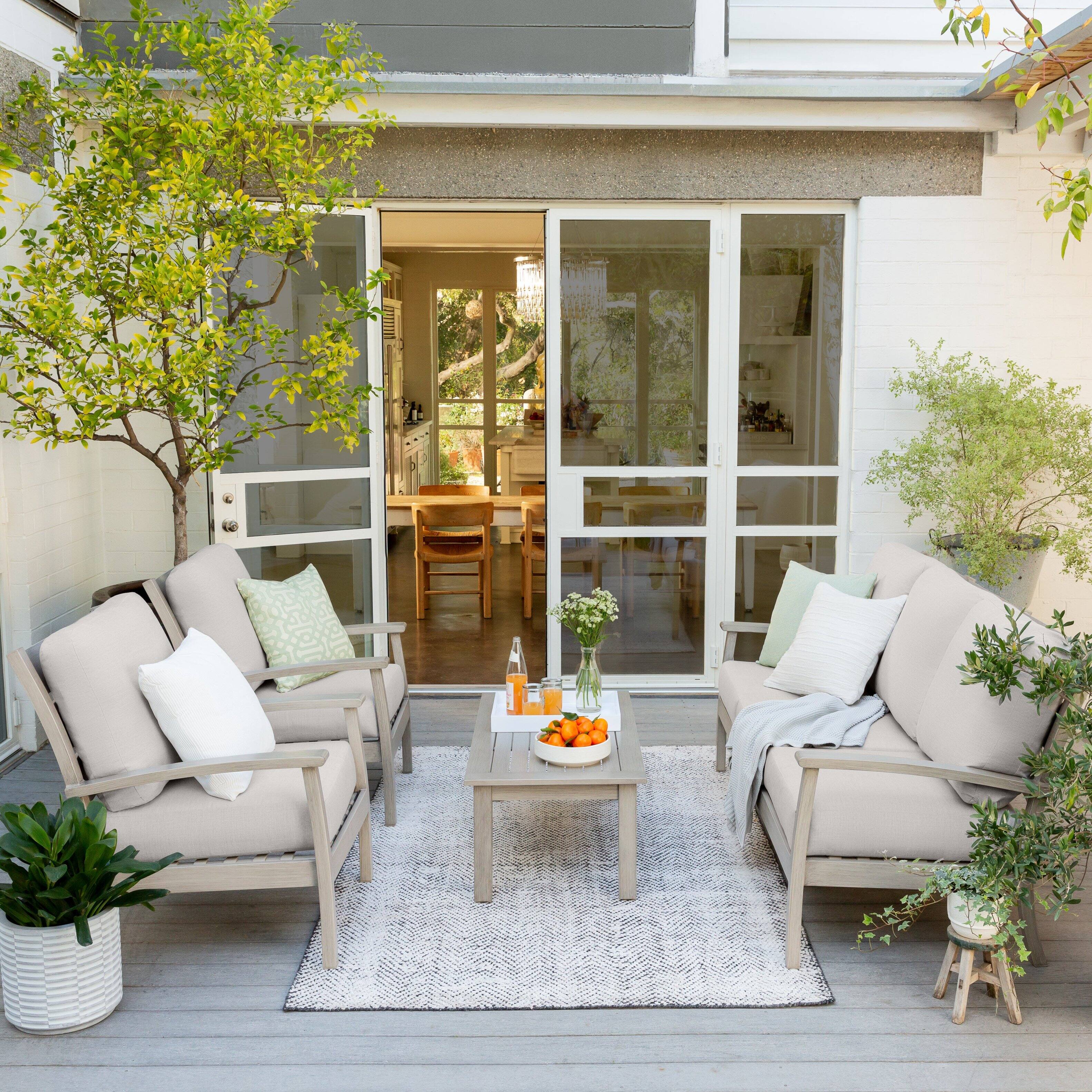 Alt View 3. Yardbird® - Eden Sofa Set with Fixed Chairs - Silver.