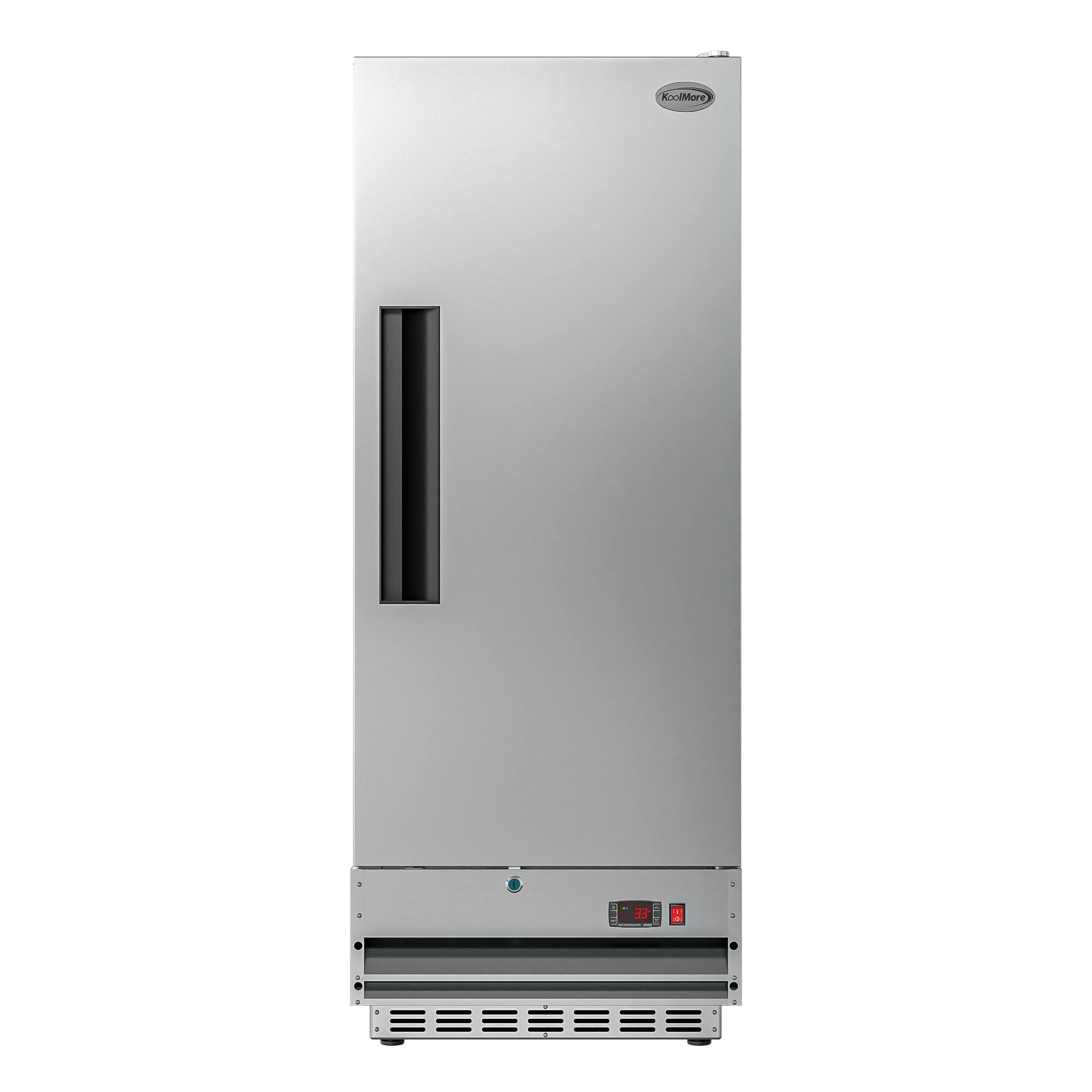 Front. Koolmore - 25 in. Commercial Stainless Steel 1-Door Reach-In Freezer, 12 cu. ft. RIF-1D-SS12C - Stainless steel.