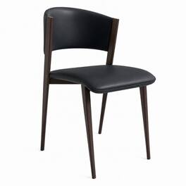 LeisureMod - Aspen Modern Curved Back Waterproof PU Leather Dining Chair with Iron Legs - Black