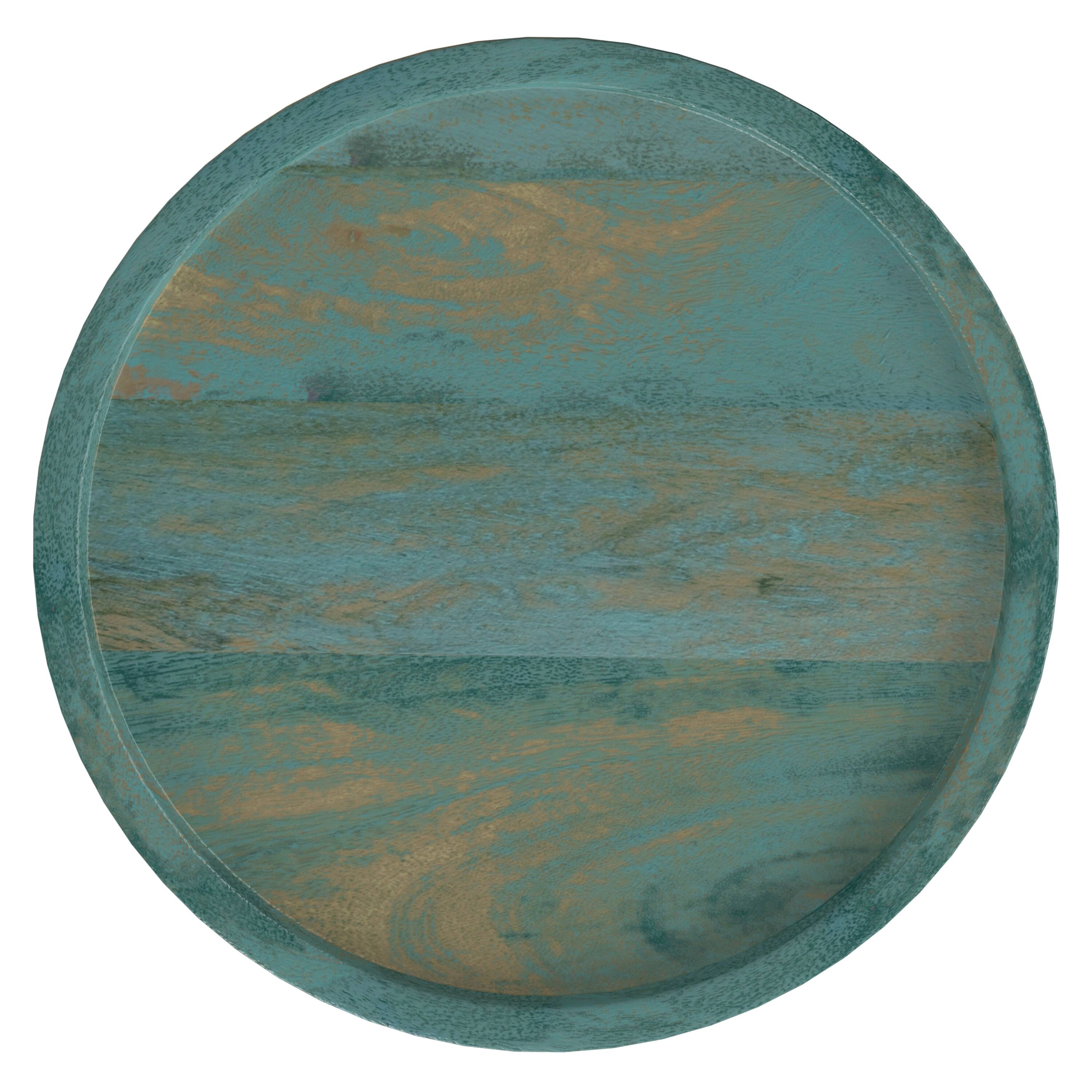 Alt View 1. Simpli Home - Dayton 13 inch Wide Solid Mango Wood Wooden Accent Table in Teal Wash - Teal Wash.