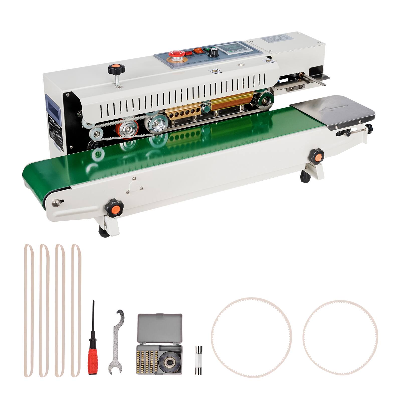 Alt View 5. VEVOR - Continuous Bag Band Sealing Machine, 0.24-0.47 in/6-12 mm Seal Width, Horizontal Band Sealer Machine - Apricot color.