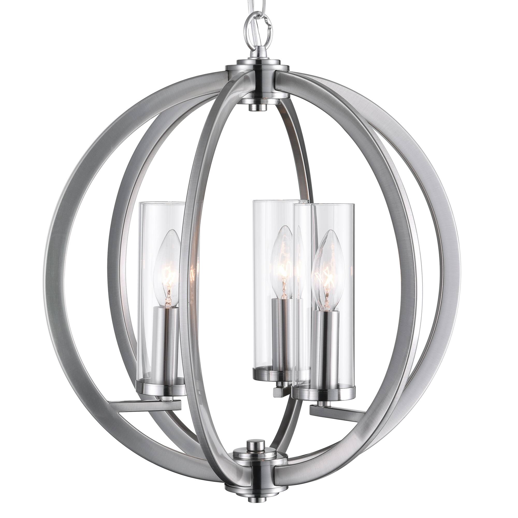 Angle. CWI Lighting - Elton 3 Light Chandelier With Satin Nickel Finish - Satin Nickel.