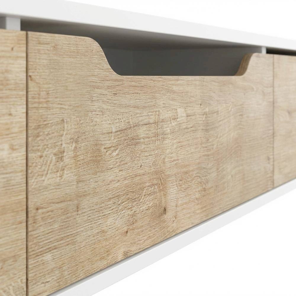 Alt View 4. FurniFact - White Floating TV Stand for Up to 80 Inch TVs – Wall Mounted Media Console - White.