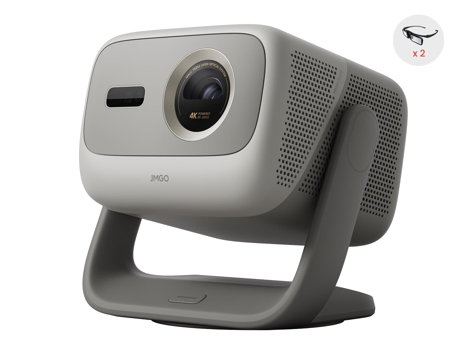 JmGO - N3 4K UHD Triple Laser Smart Portable Projector Google TV 1.3x Optical Zoom 300'' Display Dolby Audio Blu-ray 3D - Gray