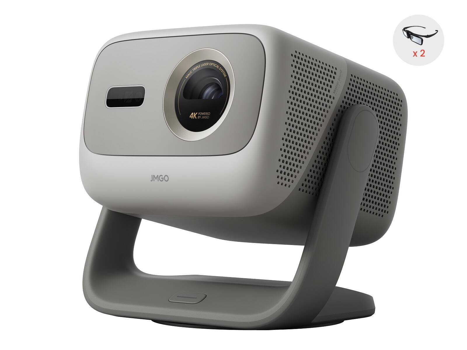 JmGO - N3 4K UHD Triple Laser Smart Portable Projector Google TV 1.3x Optical Zoom 300'' Display Dolby Audio Blu-ray 3D - Gray