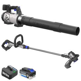 Westinghouse - 20V Cordless Leaf Blower, 350 CFM, 110 MPH + 2-in-1 Cordless String Trimmer and Edger, with 4.0Ah Battery and Charger - Black