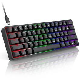 TECH SAFARI - 60 Compact Mechanical For Mac windows pc Ideal Office & Gaming 61 Keys Rgb Backlit Wired With Linear Red Fa - Default