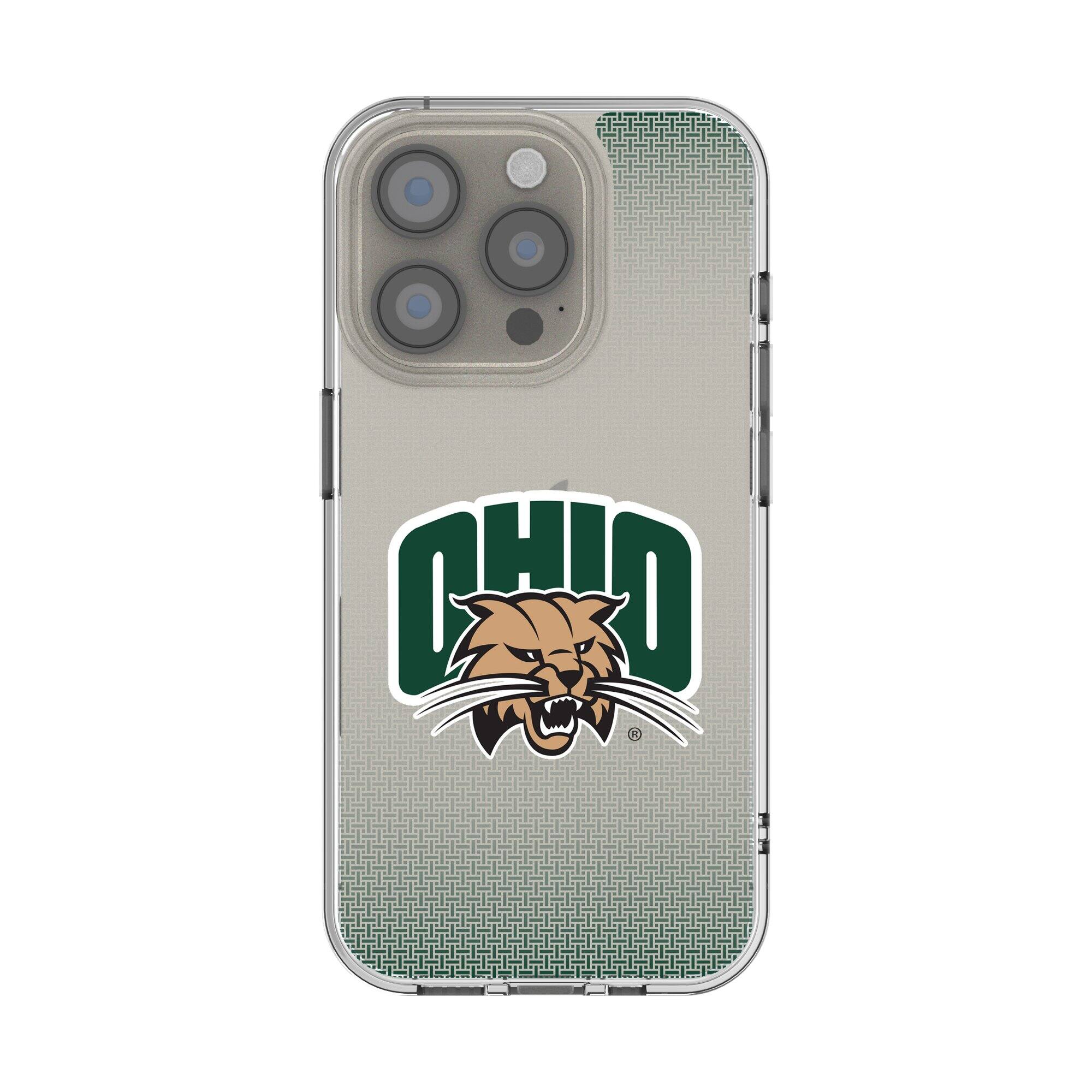 Front. Keyscaper - Ohio Bobcats Linen Logo iPhone Clear Case - 14 - Multicolor.