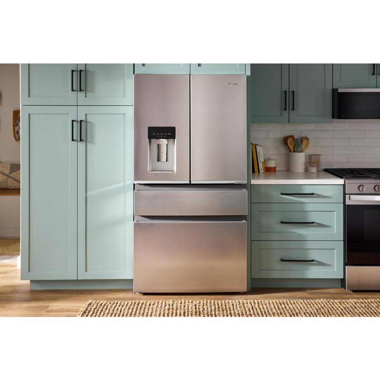 Alt View 2. Whirlpool - 36 in. Wide 22 cu. ft. 4-Door French Door Counter-Depth Refrigerator - Fingerprint-Resistant Stainless Finish.