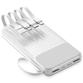 Stock Preferred - 20000mAh Power Bank with 4 Inbuilt Cables - White