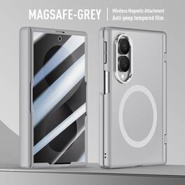 Dteck - Magnetic Case for Samsung Galaxy Z Fold8 Built-in Privacy Screen Protector,Frosted Shockproof Rugged Hinge Cover - Gray