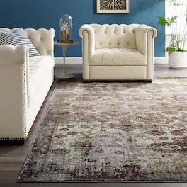 Modway - Success Kaede Distressed Vintage Floral Moroccan Trellis Area Rug - Multicolored