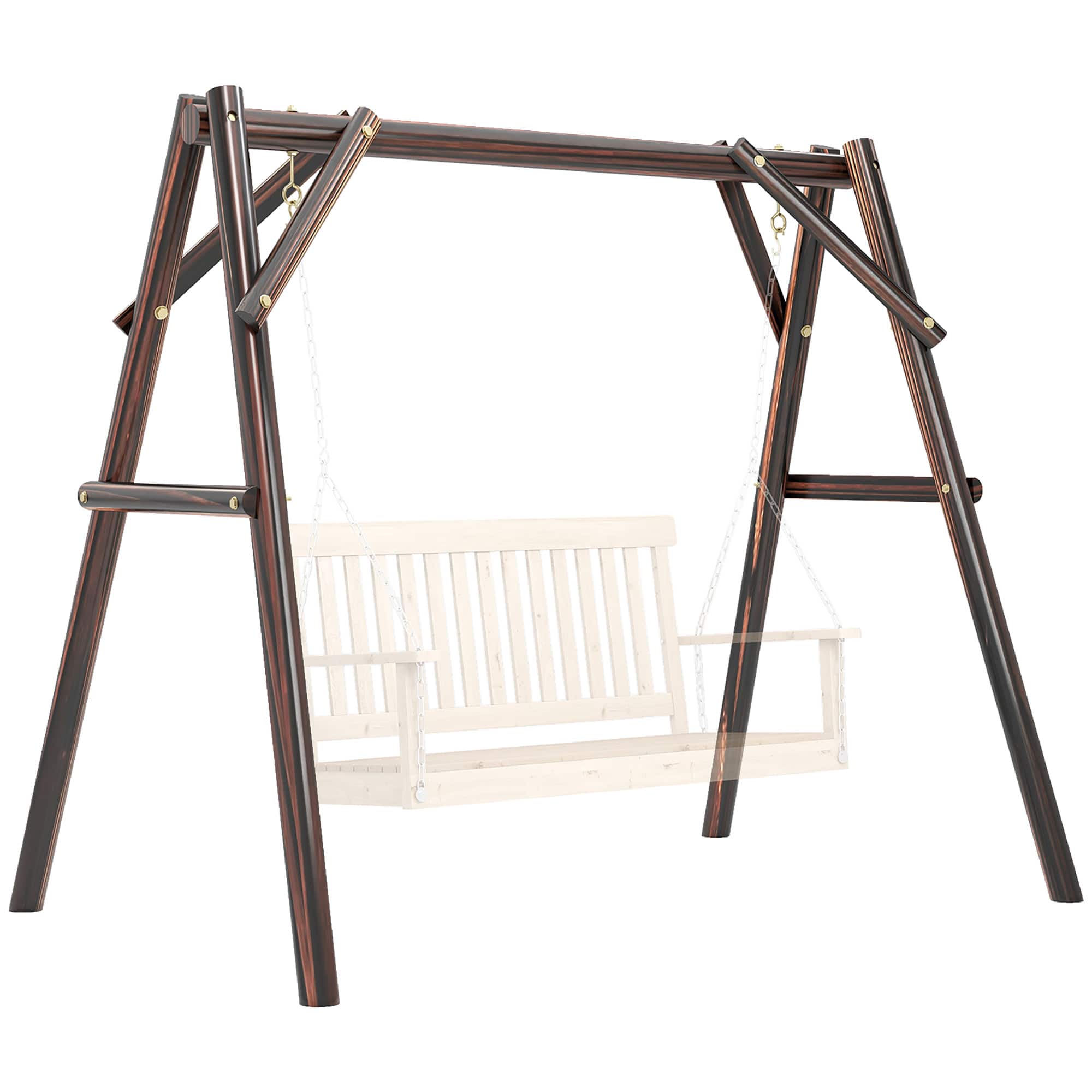Outsunny - 660 lbs Porch Swing Frame, Heavy Duty A-Frame Wooden Swing Stand for DIY Painting