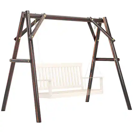 Front. Outsunny - 660 lbs Porch Swing Frame, Heavy Duty A-Frame Wooden Swing Stand for DIY Painting.