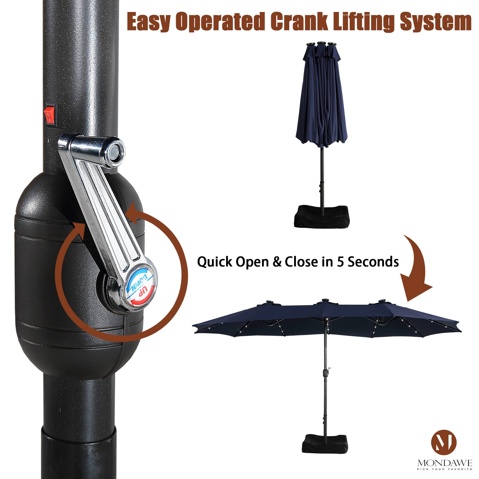 Easy Operated Crank Lifting System  
Quick Open & Close in 5 Seconds  
MONDAWE