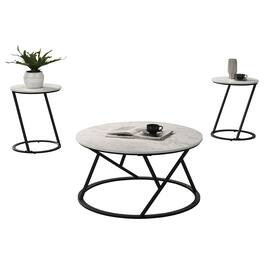 Vaczon - Contemporary 3-Piece Table Set with Decorative Metal Base Accent Table for Dining Kitchen or Small Spaces - White