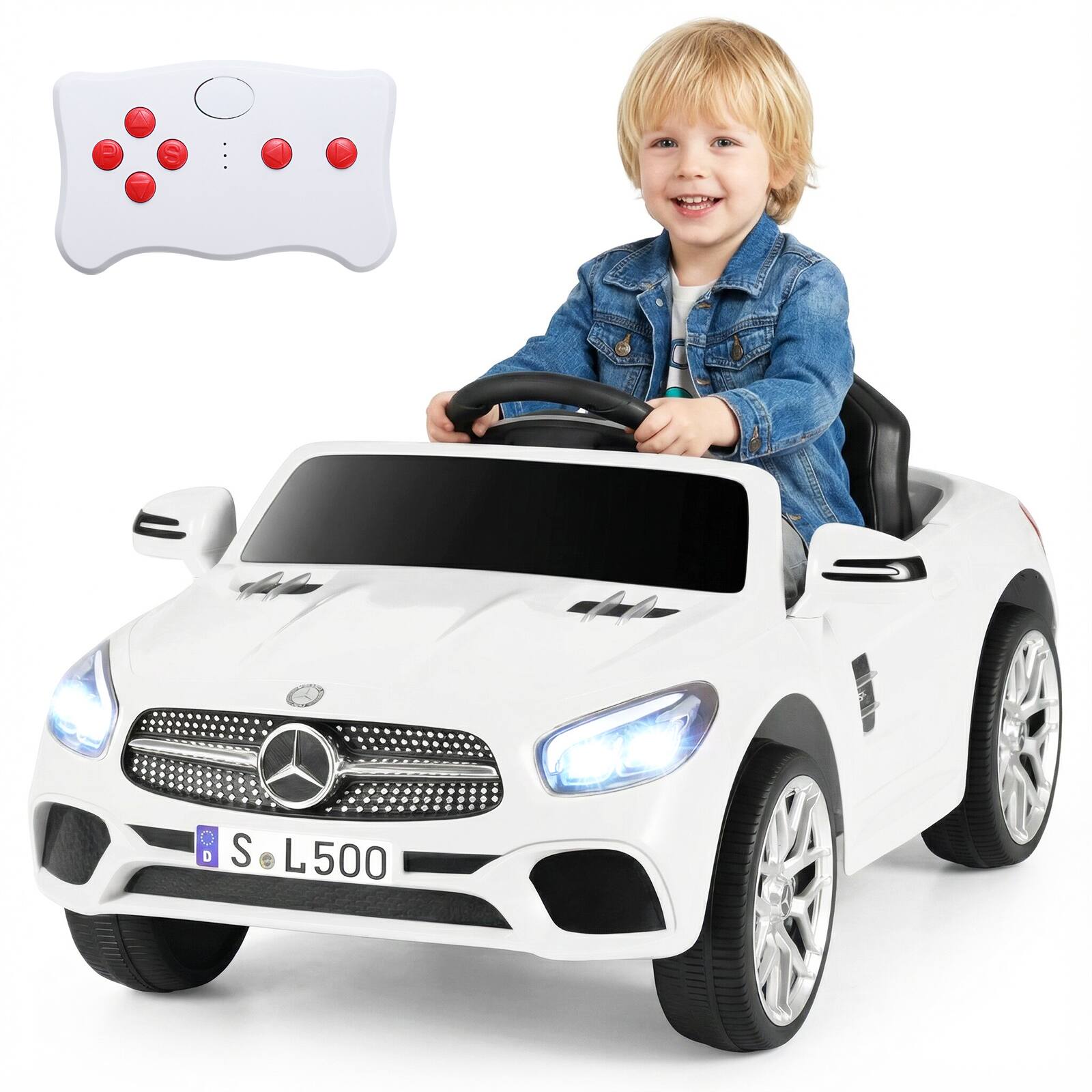 Gymax - Licensed Mercedes-Benz SL R231 Kids Ride on Car 12V Electric Vehicle w/ Music - White