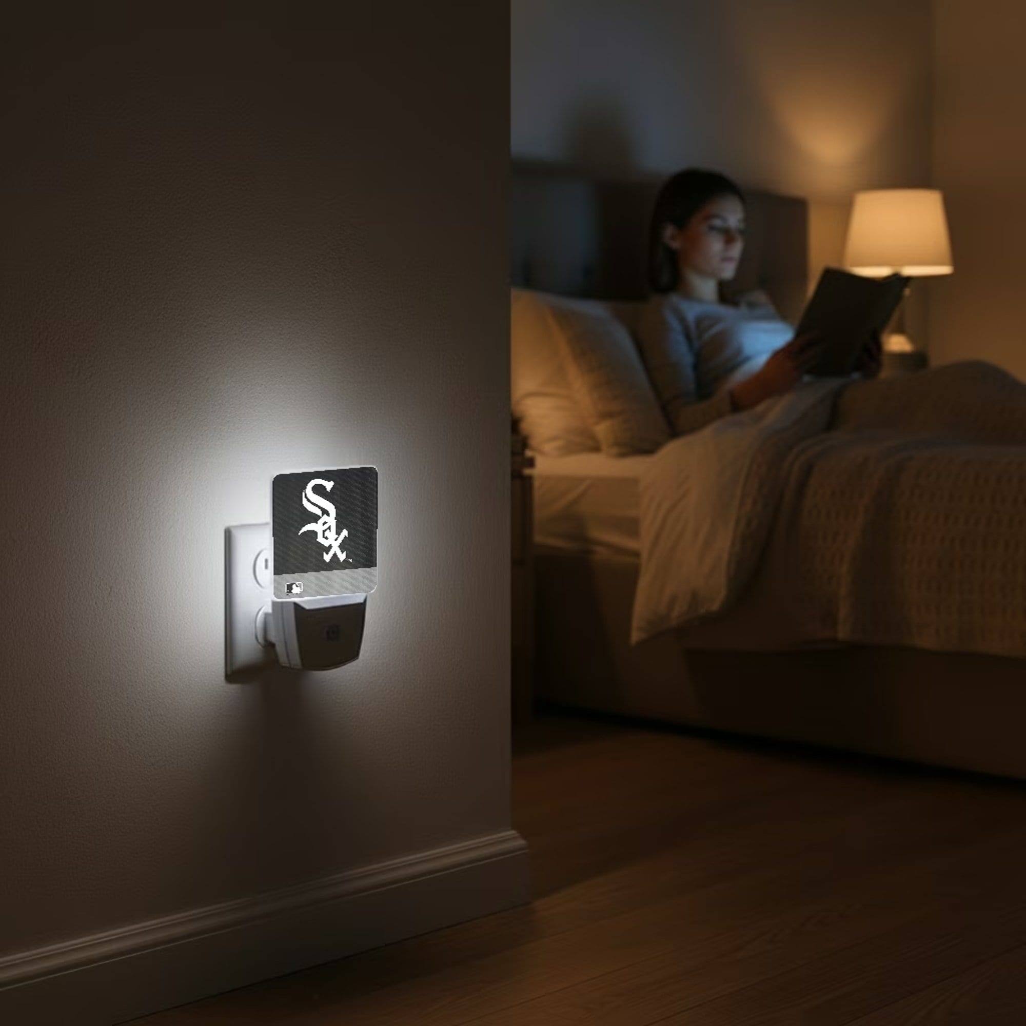 Alt View 3. Keyscaper - Chicago White Sox Primary Logo Stripe Design Nightlight 2-Pack - Multicolor.
