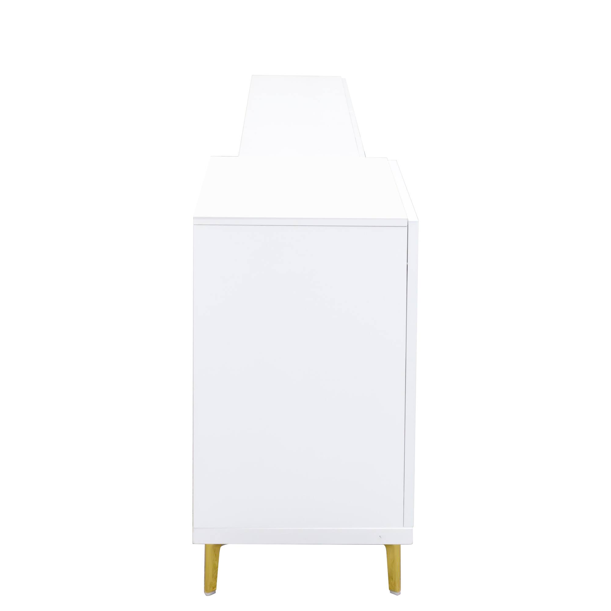 Alt View 1. GOODSILO - Extendable Rectangle TV Stand and Media Console with Adjustable Storage - White.