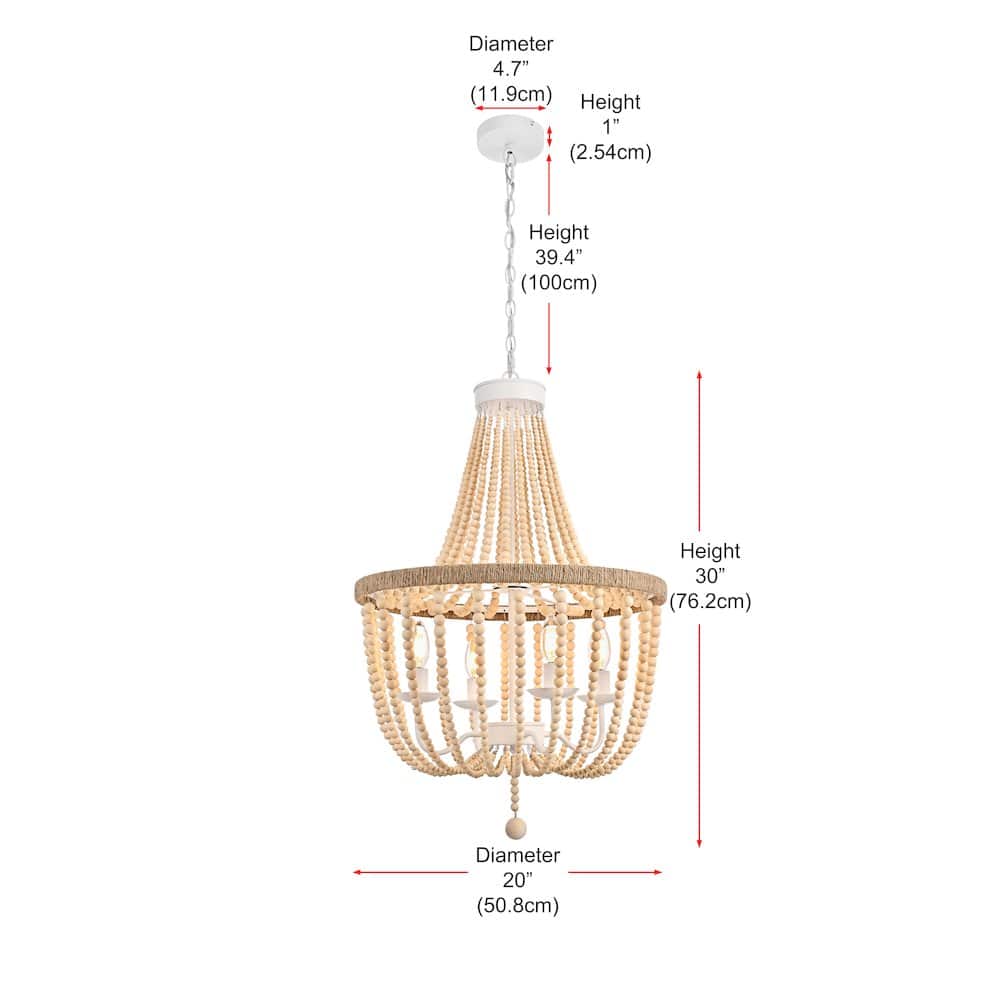 Living District - Jolie 20 Inch Beaded Pendant In - Beige