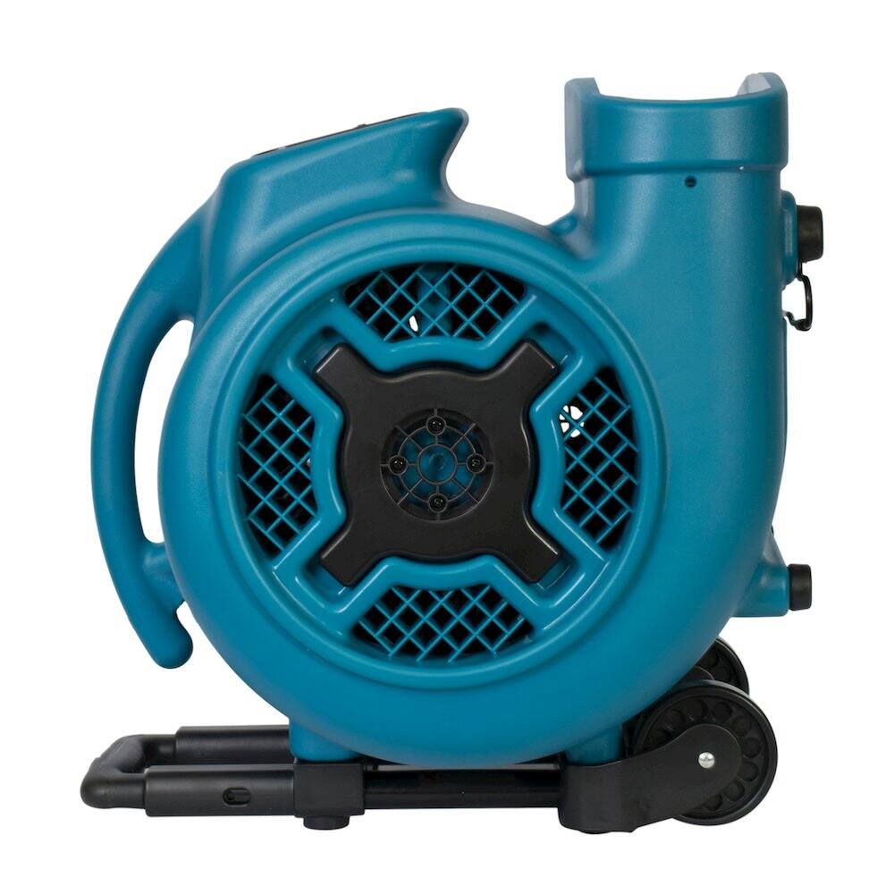 Angle. XPOWER - 3/4 HP 3200 CFM 3 Speed, Carpet Dryer, Blower with Telescopic Handle and Wheels - Blue.