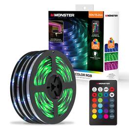 Monster - Indoor 50ft RGB Remote Control Peel-and-Stick Installation LED Light Strip - Multicolor