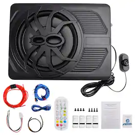 Topteng - 1200W Slim Under-Seat Powered Car Subwoofer with APP & Color Light Control -10" 12V Built-in Amplifier,for Car/Truck/SUV