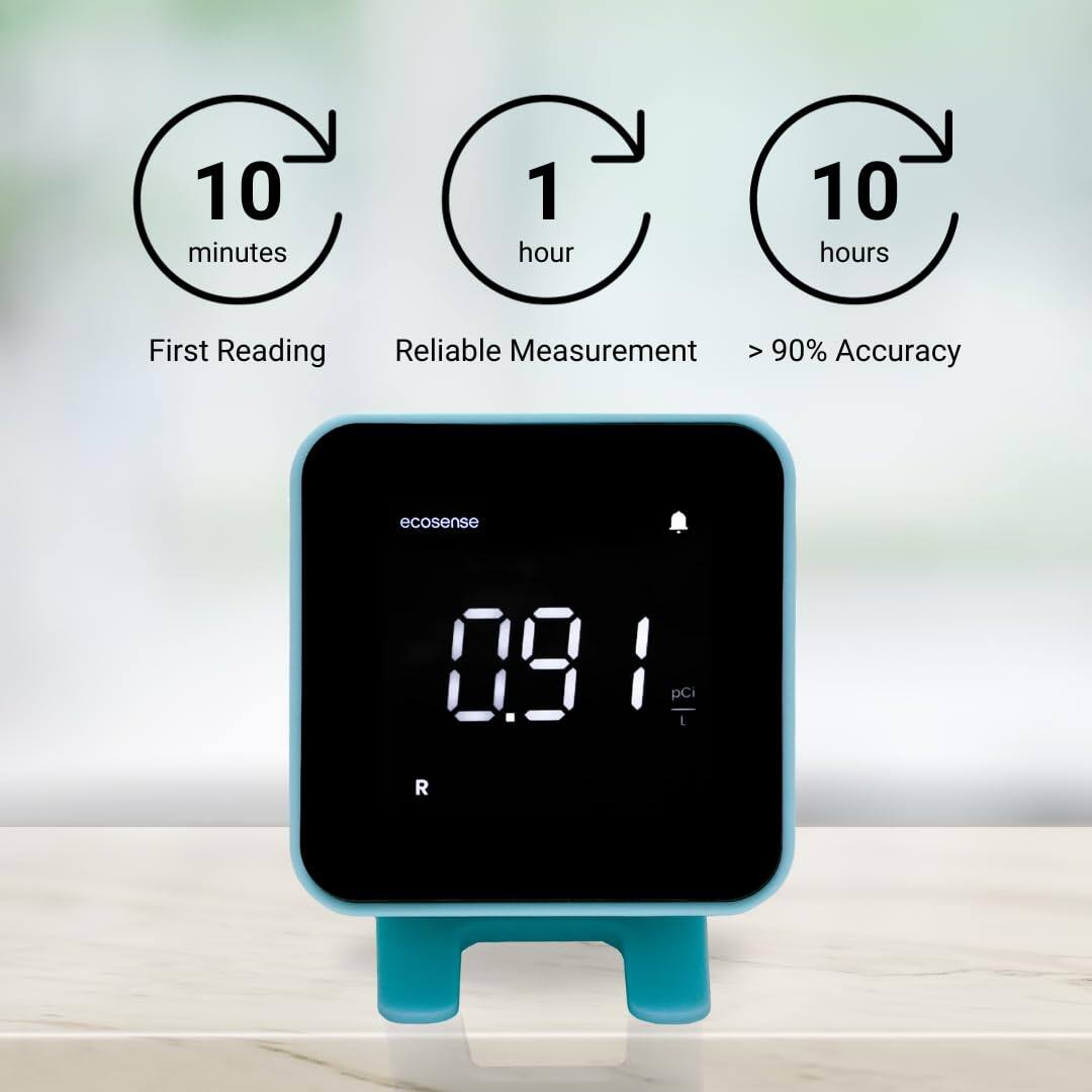 10 minutes, 1 hour, 10 hours, First Reading, Reliable Measurement, > 90% Accuracy, ecosense, 0.91, R, pci