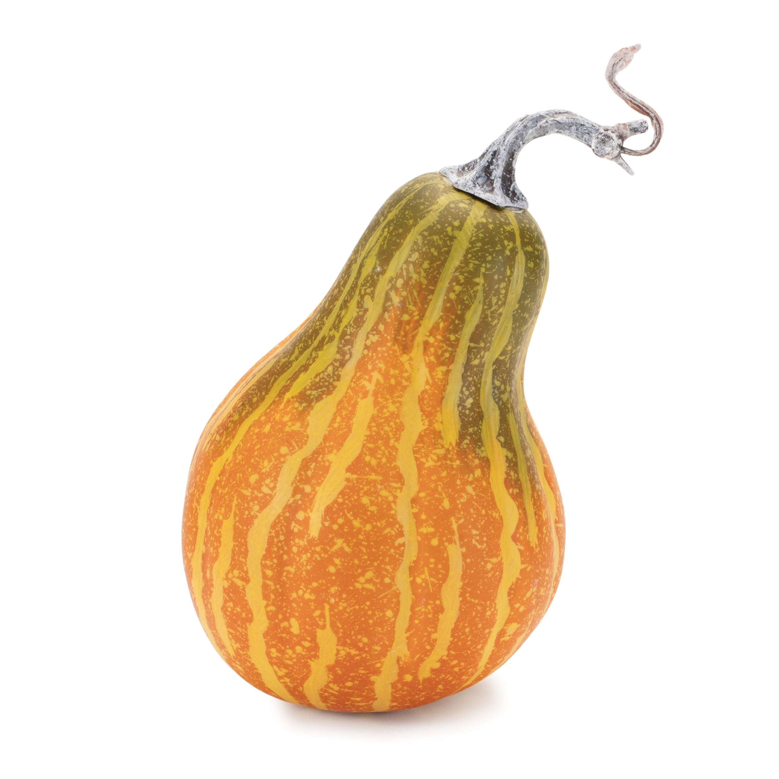 Angle. BreeBe - Foam Pumpkin and Gourd Decor (Set of 2) - Orange, Green.