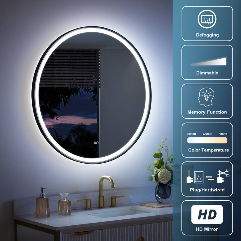 Defogging  
Dimmable  
Memory Function  
6000K 4000K 3000K Color Temperature  
Plug/Hardwired  
HD Mirror