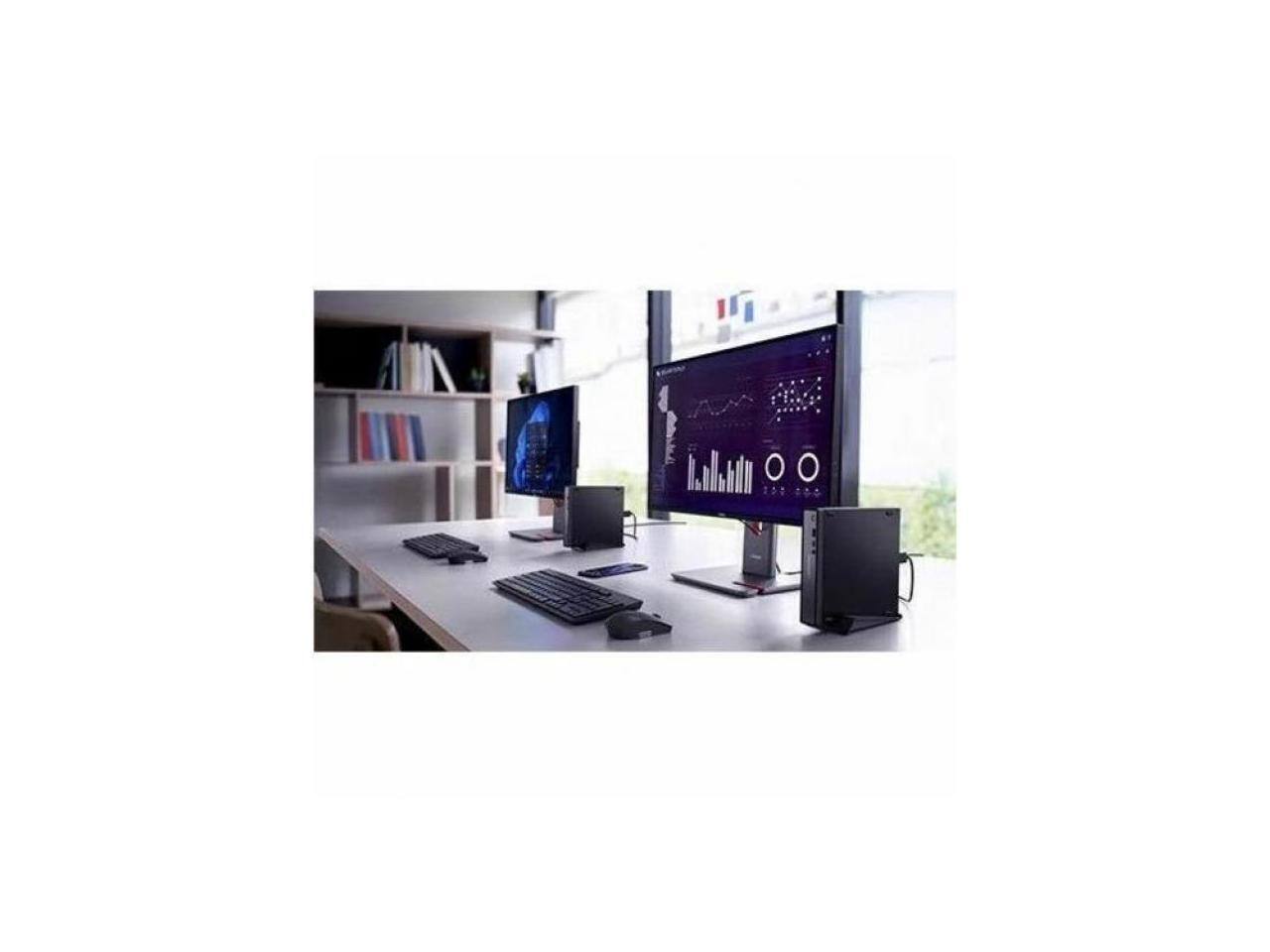 Alt View 2. Lenovo - Lenovo ThinkCentre neo 50q Gen 5 Tiny Desktop, Intel Core i5-13420H, 8GB RAM, 256GB SSD, Windows 11 Pro, Wi-Fi 6E - Black.