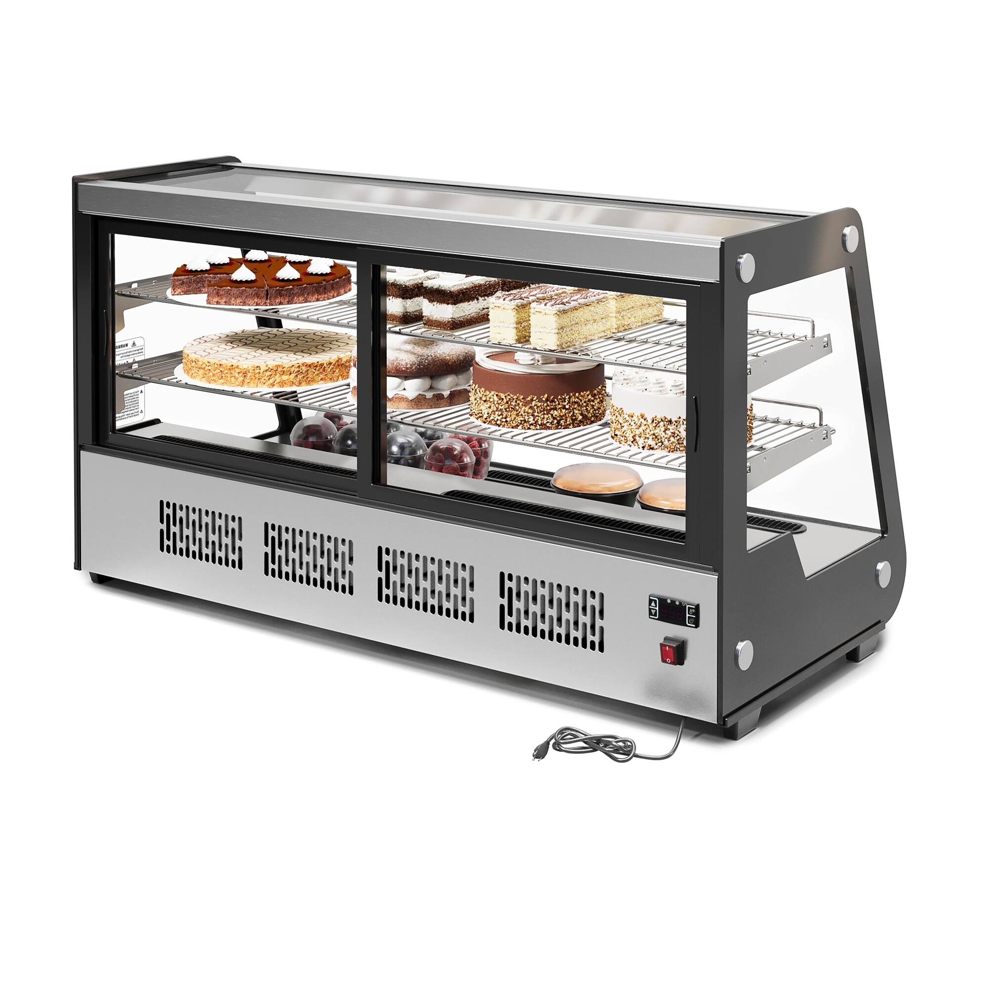 Angle. Koolmore - 48 in. Countertop Bakery Display Refrigerator in Stainless Steel, 7 cu. ft. (CDC-7C-SS) - Stainless Steel.