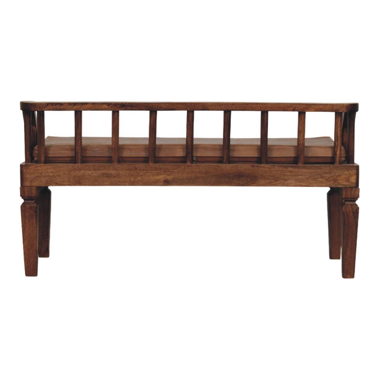 Alt View 5. Artisan Furniture - Artisan Furniture Solid Wood Bordeaux Leather Bench, Brown - Brown.