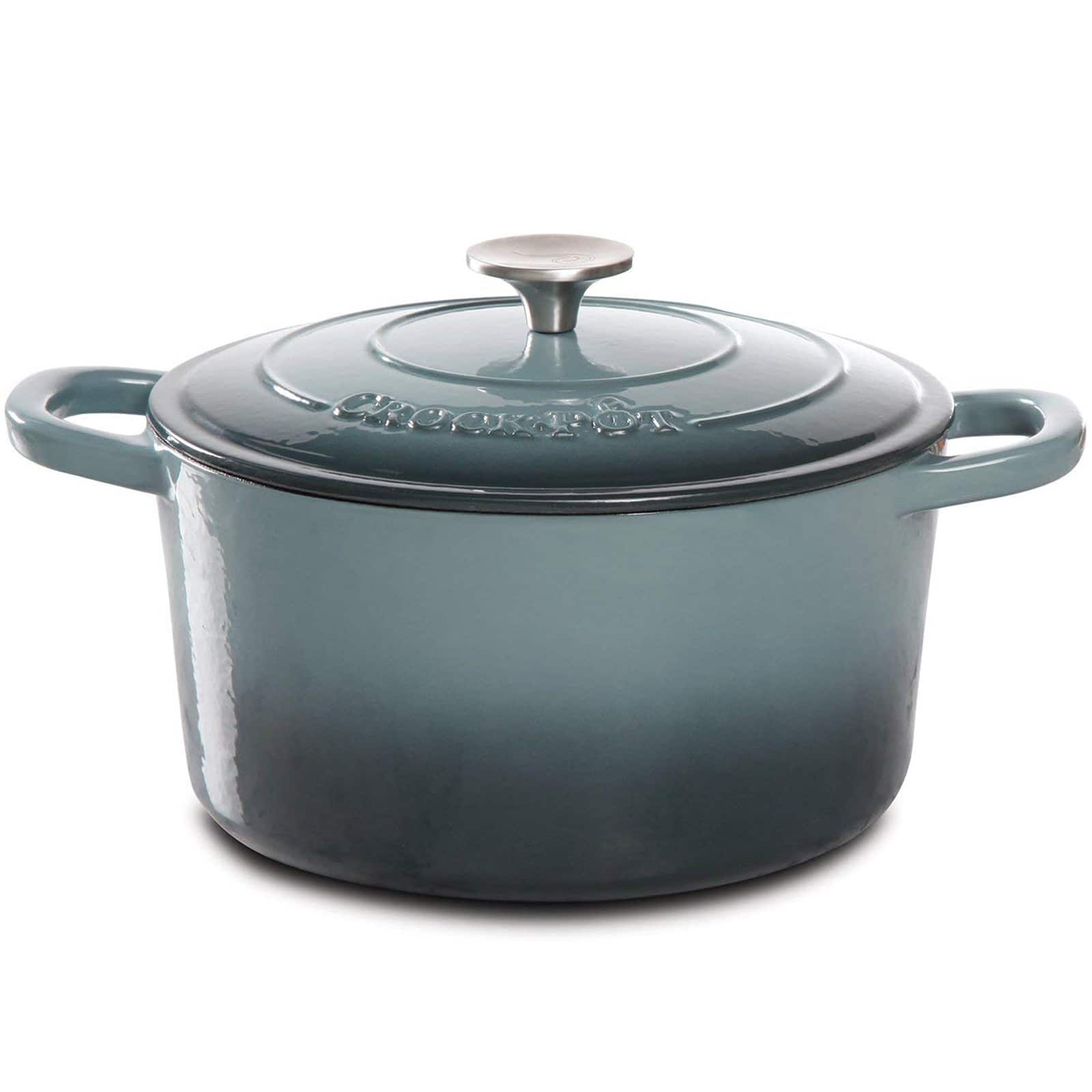 Crockpot - Crock Pot Artisan 5 Quart Round Enameled Cast Iron Dutch Oven - Slate Gray