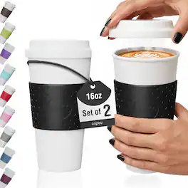 Copco - Travel Mug Set of 2, 16 oz- BPA-Free Insulated Cups - White
