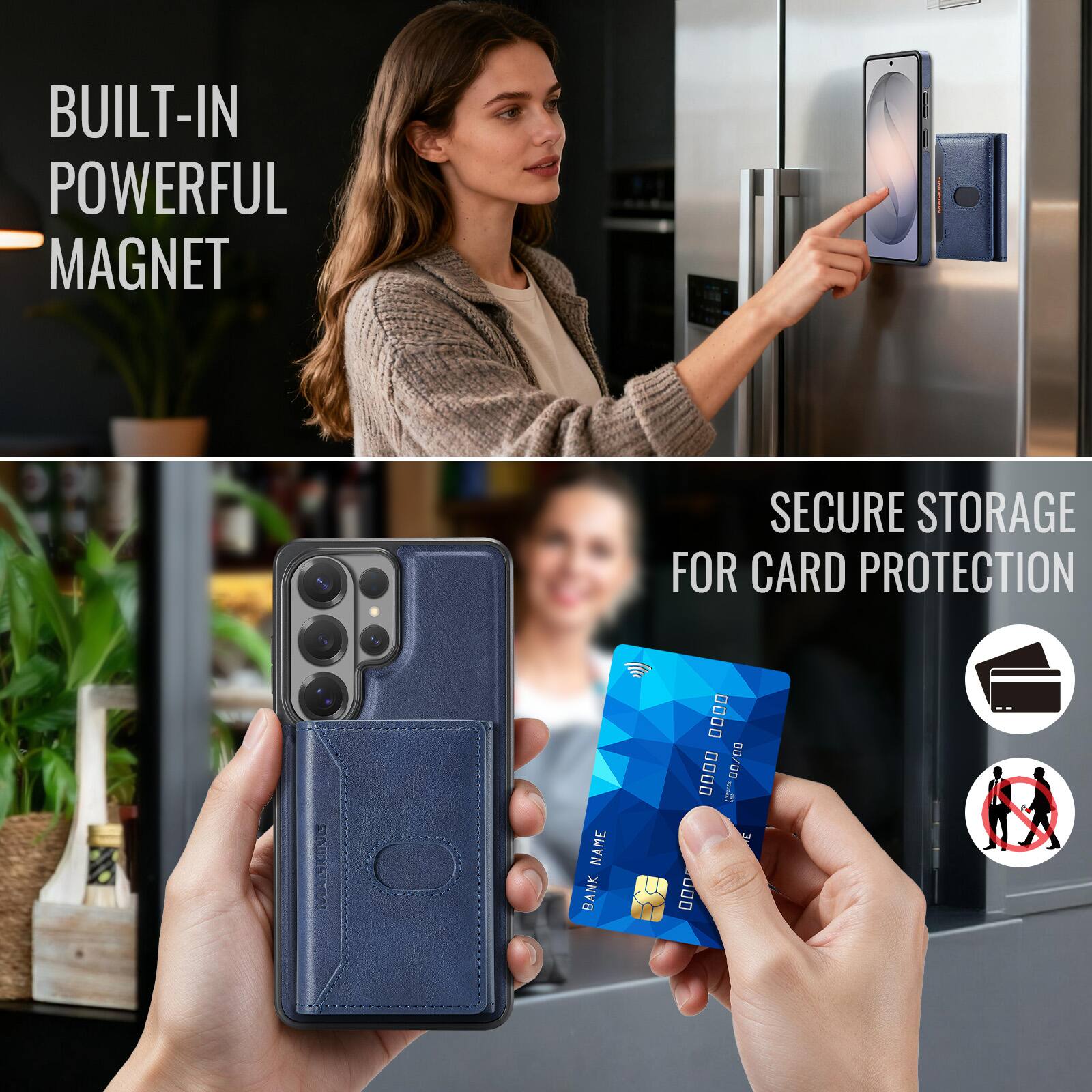 BUILT-IN POWERFUL MAGNET  
SECURE STORAGE FOR CARD PROTECTION  
BANK NAME  
.... .... MONARES 00/00 3 000