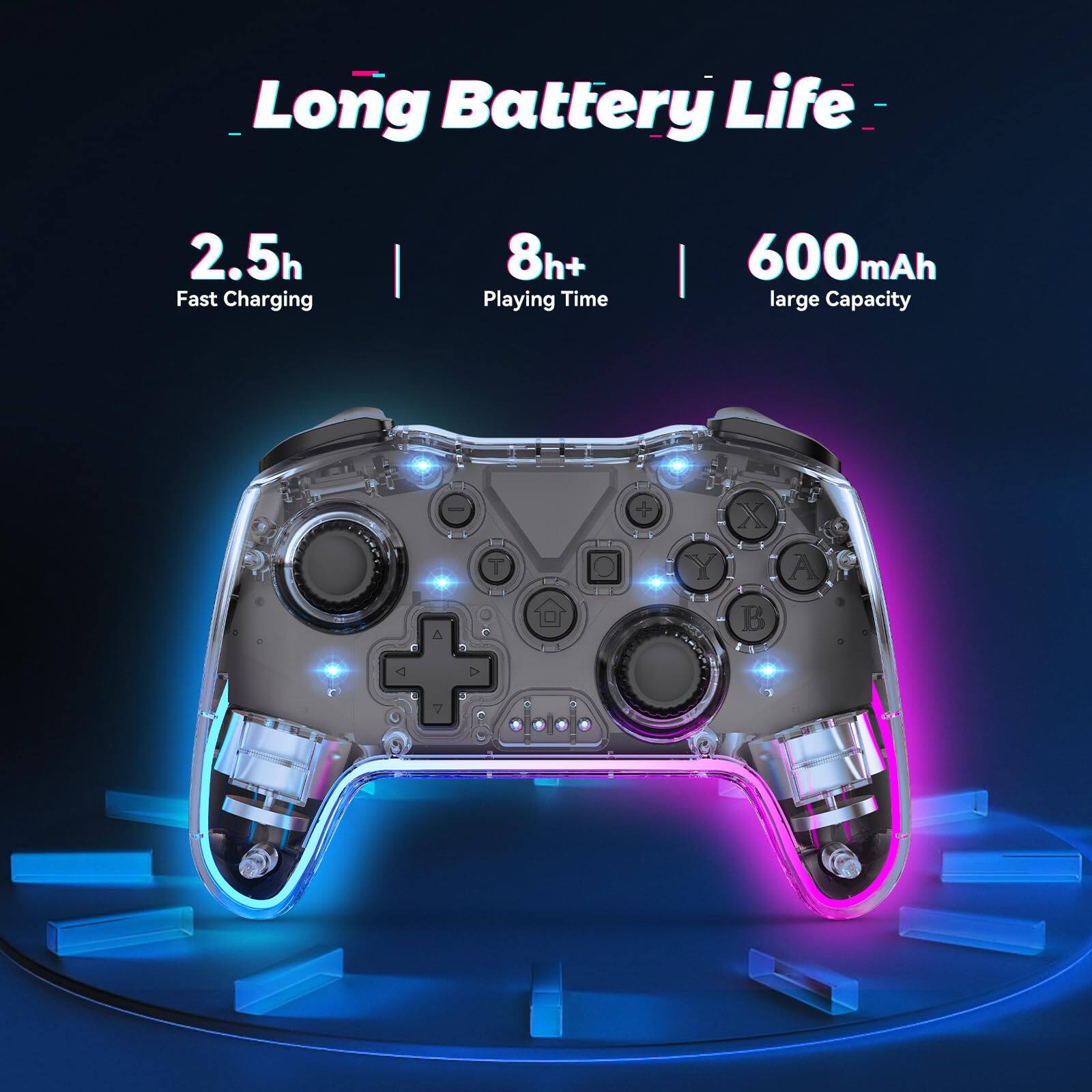 Long Battery Life

- 2.5h Fast Charging
- 8h+ Playing Time
- 600mAh large Capacity
