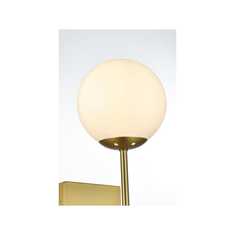 Alt View 2. Living District - Neri 6 Inch Wall Sconce White Shade in Satin Gold - Satin Gold And White.